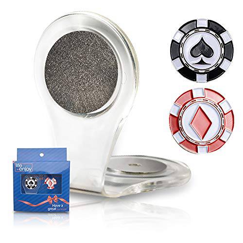 Golf Ball Marker Clip -Crystal heart Golf Marker For Women - Attach To Your Pocket Edge, Belt, Clothes - Strong, Easy To Use Magnetic Mechanism - Transparent Color To Match With Anything Great Gift
