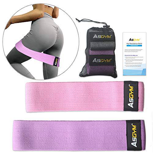 Asgym Booty Resistance Bands for Legs and Butt, Non-Slip Non-Roll Thick Elastic Band Exercise, Heavy Fabric Fitness Loop Workout for Women Men, Activate Glutes | Thighs, Hip Circle Bands Set of 2