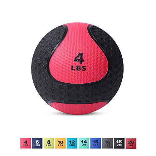 Medicine Exercise Ball with Dual Texture for Superior Grip by Day 1 Fitness - 10 Sizes Available, 4-20 Pounds - Fitness Balls for Plyometrics, Workouts - Improves Balance, Flexibility, Coordination