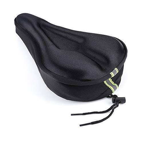 Akuer Gel Bike Seat Cover, Soft Padded Bicycle Saddle Cushion Cover for Women Men, Exercise, Cycling, Mountain, Cruiser, Stationary Bicycles