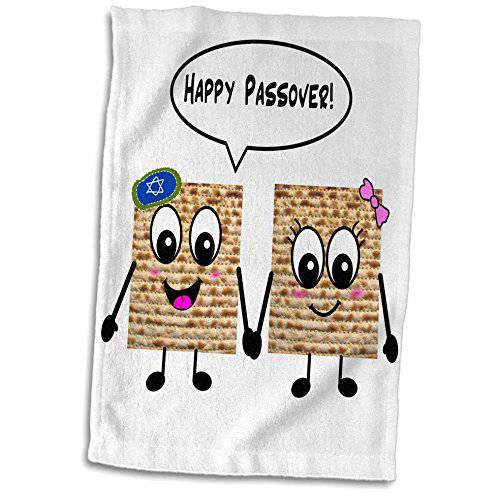 3D 로즈 Passover-Cute Smiley Matzah Cartoon-Happy 웃고 Matzot Pesach-Jewish 핸드/ 스포츠 수건,타월, 15 x 22