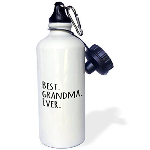 3dRose Best 할머니 Ever-Gifts Grandmothers-grandmom-grandmama-black text-family 선물 스포츠 물병, 워터보틀, 21 oz, 화이트