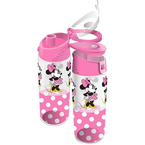 Minnie Water Bottle Disney Run 어라운드 미니 마우스 물병, 워터보틀 - 핑크 폴카 도트 - 18 Ounce