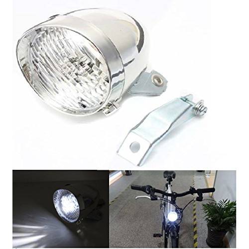BlueSunshine  빈티지 레트로 자전거 자전거 전면 라이트 램프 3 LED 헤드라이트 브라켓 (실버)