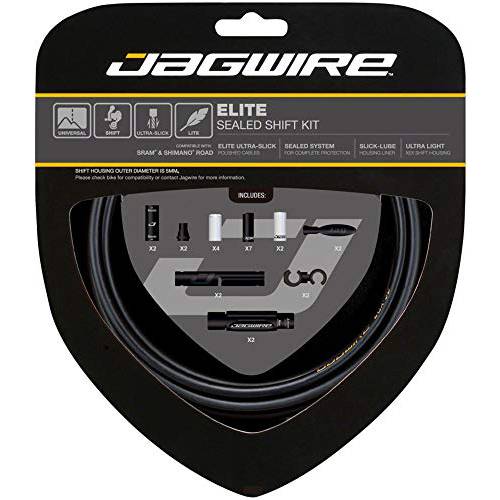 Jagwire - 범용 2X Elite 봉인 DIY 시프트 케이블 키트 | 로드, MTN, and 자갈 자전거 | SRAM and Shimano 시프터 호환가능한, 우아한 울트라 Slick 케이블 Lubricated 라이너, 3 컬러