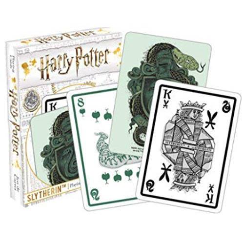 AQUARIUS  해리포터 플레이 카드 - Slytherin 테마 Deck of 카드 Your Favorite 카드 게임 - 공식 라이센스 해리포터 상품&  수집품 - 포커 사이즈 리넨 마감