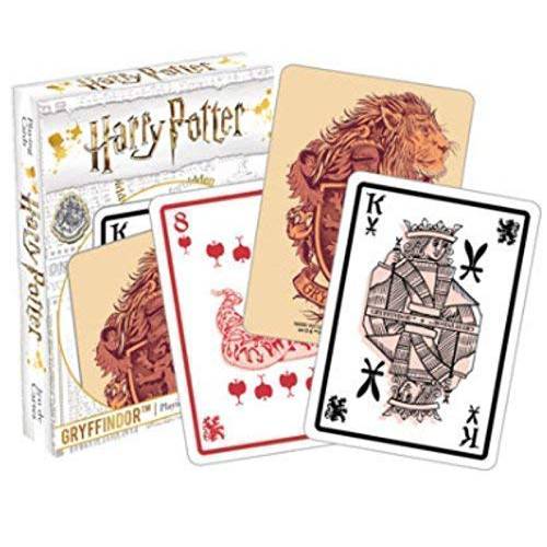 AQUARIUS  해리포터 플레이 카드 - Gryffindor 테마 Deck of 카드 Your Favorite 카드 게임 - 공식 라이센스 해리포터 상품&  수집품 - 포커 사이즈 리넨 마감