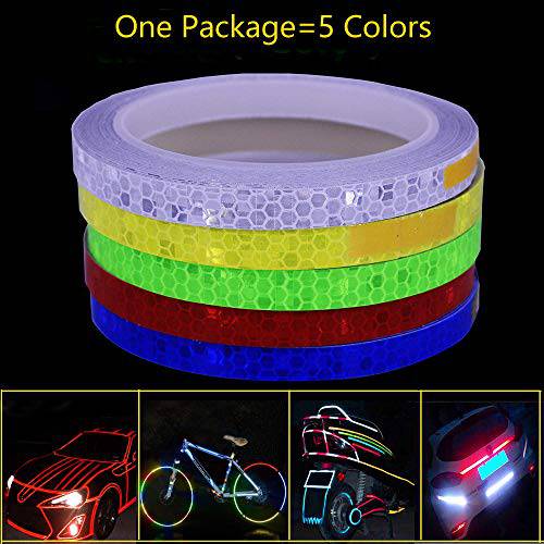 LiXiongBao 5 컬러 세이프티,안전 반사 경고 라이트닝 스티커 접착제 테이프 Roll 스트립 Beautify 자전거 자전거 차량용 오토바이 Self-Adhesive DIY 장식 Rim 장식