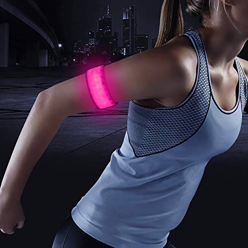 BSEEN LED 암밴드, 2ed 세대 LED Slap Bracelets, 특허받은 열 봉인 글로우 야광 워터/ Sweat 방지 광택 스포츠 리스트밴드 런닝, 사이클링, 등산, 조깅