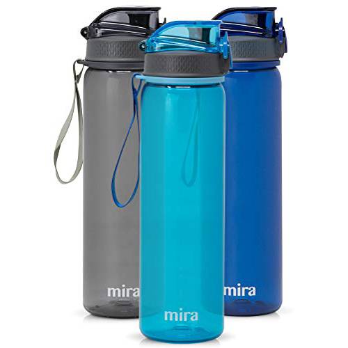 MIRA  리유저블, 재사용 트리탄 물병, 워터보틀 | BPA-Free 플라스틱 스포츠 물병, 워터보틀 | 누수방지 잠금 플립 탑 뚜껑 간편 Flow 주둥이