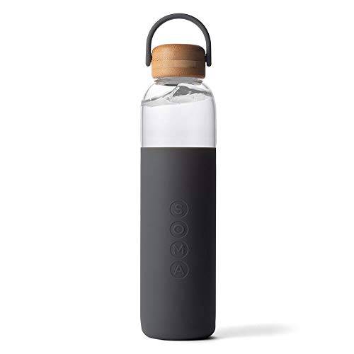 Soma BPA-Free 글래스 물병, 워터보틀 실리콘 슬리브, 그레이, 25oz