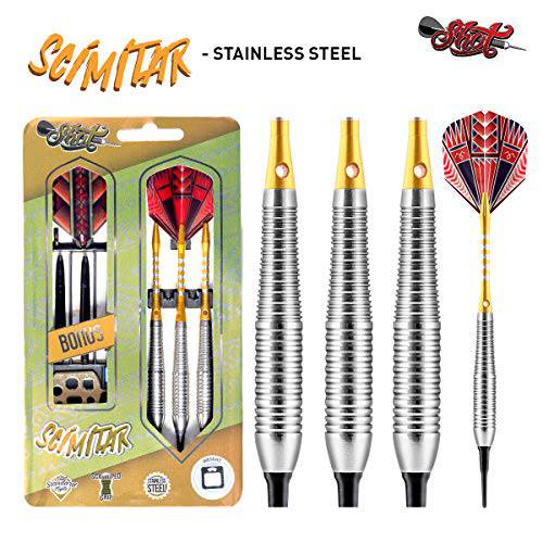 Shot  다트 Scimitar-Soft 팁 다트 Set-18gm-Front Weighted-Stainless 스틸 Barrels