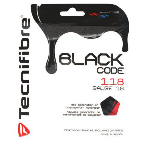 Tecnifibre  블랙 코드 테니스 끈,스트립,선 세트 (18 게이지, 1.18)