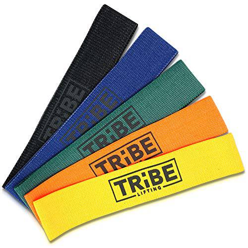 Tribe Lifting  천 저항 밴드 | No 스냅 Booty 밴드 운동, 홈 헬스장, 피지컬 테라피 | 12 x 2 (5-Pack)