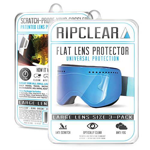RIPCLEAR  렌즈 프로텍트or Smith 스쿼드 XL 고글 (범용 라지 호환) - 프로텍트 Your 렌즈 from 스크래치 While You Ride, 크리스탈 클리어 USA 밀리터리 등급 프로텍트이온, 3 팩