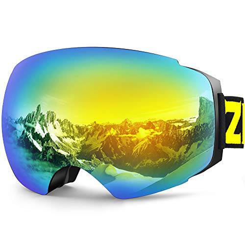 ZIONOR X4 스키 스노보드 스노우 고글 자석 듀얼 레이어 렌즈 구의 디자인 Anti-Fog UV 프로텍트 안티슬립 스트랩 남성용 여성용