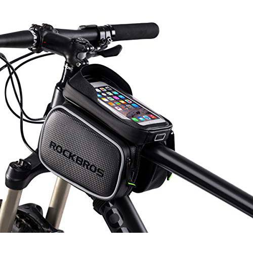 ROCKBROS  자전거 백 방수 탑 튜브 폰 백 전면 프레임 마운틴 자전거 터치 스크린 휴대폰, 스마트폰 홀더 파우치 호환가능한 아이폰 X, 8 플러스 7