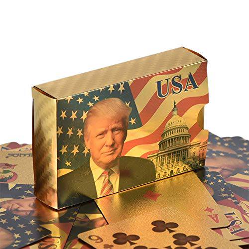 Donald Trump 플레이 카드 - 골드 플레이 카드 Deck of 방수 포커 카드 게임 테이블 게임 질좋은 Trump 선물 남성용,