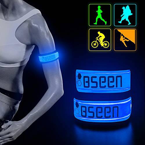 BSEEN LED 암밴드 LED Slap Bracelets, 조절가능 스트랩 세이프티,안전 라이트 Armbands 글로우 야광 나이트 런닝 기어 조깅, 산책, 사이클링, 캠핑 아웃도어 스포츠