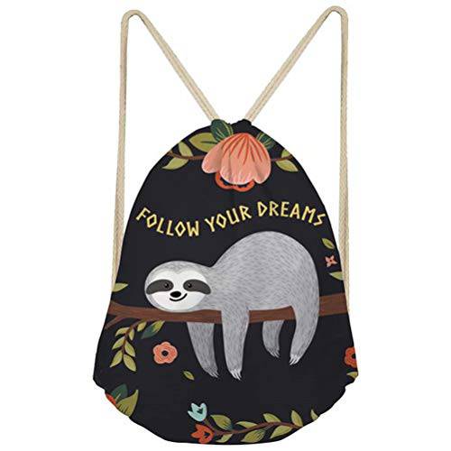 ORGYPET Gympack 끈,스트립,선 색 팩 귀여운 팔로우 Your 드림 Sloth 드로스트링 백팩 여성용 비치 쇼핑 운반 백