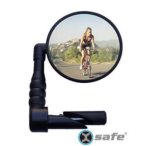 XSafe 자전거 미러 후방, 핸들 마운트 백미러, 룸미러 와이드 앵글, 세이프티,안전 볼록 글래스 마운틴 로드 자전거, 조절가능 회전 360° Rear-View 미러