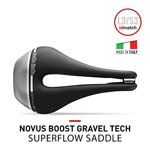 Selle Italia Novus 부스트 자갈 Tech SuperFlow 로드 자전거 안장 - 편안 자갈 자전거 의자 남녀공용, 남녀 공용