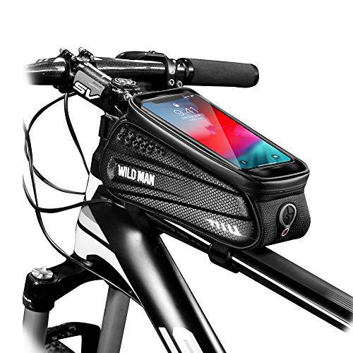 WILD MAN  자전거 자전거 백, 방수 자전거 폰 마운트 백 전면 프레임 탑 튜브 핸들 백 터치 스크린 홀더 케이스 아이폰 X XS 맥스 XR 8 7 플러스, 안드로이드/ 아이폰 핸드폰 언더 6.5”