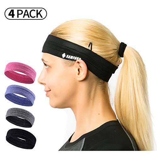 SAMFAVO  스포츠 헤드밴드 여성용 and Men-Workout Headbands-Sweatband 런닝 피트니스 요가 농구 …