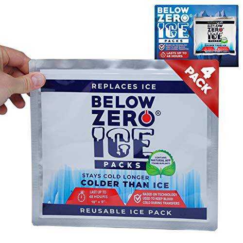 Below Zero Colder Than 아이스 Freeze 팩 - 10x9 인치 봉인 즉석, 바로 마실 수 있게 포장된 사용 아이스 팩 런치 박스,  쿨러, Fits 라지 and 스몰 보온,보냉 쿨러 - No 아이스 Needed - 지속 Up to 48 Hrs