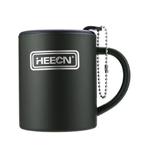 HEECN  캠핑 커피 머그잔 뚜껑 그린 HESS-038BBKBG 300ml 회전 음료 뚜껑