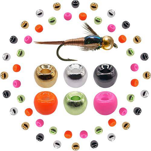 XFISHMAN Tungsten-Fly-Tying-Beads-Heads-Assortment Fly 매는 물건 Nymph Fly 어업 텅스텐 비즈,구슬 60 팩