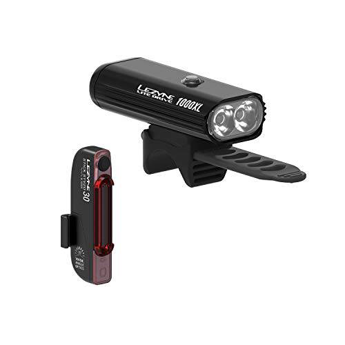 LEZYNE  라이트 드라이브 1000XL&  스틱 드라이브 자전거 전면 and 리어,후방 LED 라이트 콤보 세트, USB 충전식,  자전거라이트, 자전거전조등 쌍, 세트