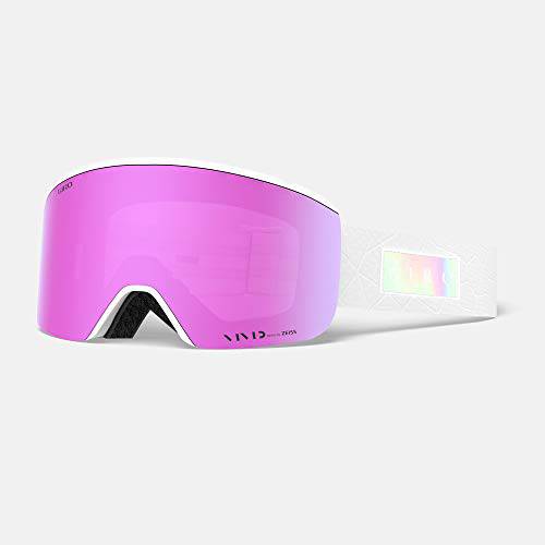 Giro Ella 동양 호환 여성 스노우 고글 - 화이트 무지개빛 스트랩 선명한 핑크/ 선명한 적외선 렌즈 (2021)