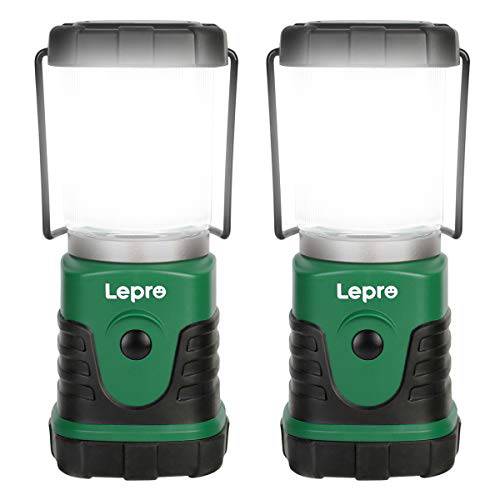 Lepro LED 캠핑 랜턴, 미니 캠핑 랜턴, 350LM, 4 라이트 모드, 3 AA 배터리 전원 랜턴 플래시라이트,조명 가정용, 가든, 등산, 캠핑, Emergencies(2 팩)