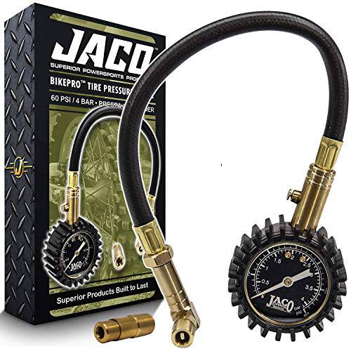 JACO BikePro 프레스타 타이어공기압 게이지 60 PSI - 호환가능 프레스타 and 슈레이더 밸브 에어 척 - 마운틴 자전거& Autos