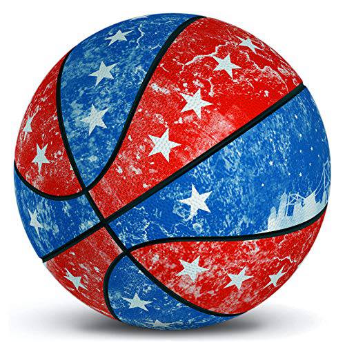 Millenti  농구 볼 빈티지 아메리칸 - USA 깃발 Stars and Stripes Patriotic 농구S 사이즈 7/ 29.5”, US 농구 레드,  화이트&  블루, BB0407RWB