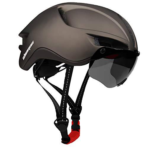 Shinmax  성인 자전거 헬멧, 자전거 헬멧 남성용 탈부착가능 자석 고글& USB 충전식 라이트 전문화 로드 헬멧 조절가능 사이즈 초경량 사이클링 헬멧 여성 SM-T88