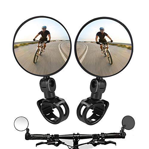 2PCS 자전거 거울, 조절가능 회전가능 핸들 마운트 플라스틱 볼록 미러 마운틴 로드 자전거