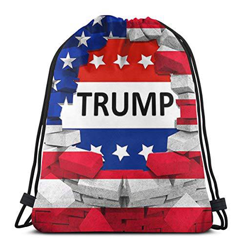 아메리칸 USA Trump 깃발 드로스트링 백팩 헬스장 색 경량 스포츠 색팩 아웃도어 포장가능 신치 숄더 댄스 백 유니섹스