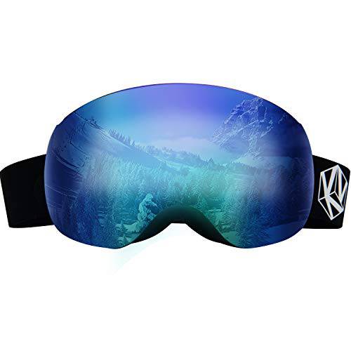YLXS 스키 고글 스노보드 프레임리스 OTG 스노우 고글 구의 호환가능 자석 렌즈 Anti-Fog UV400 남녀공용, 남녀 사용 가능