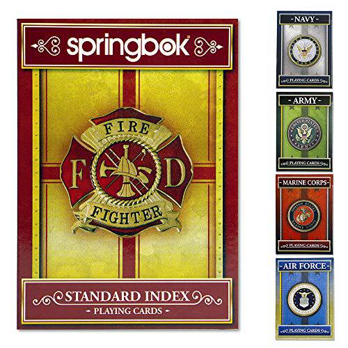 Springbok - 미국 소방관 플레이 카드 - 공식 라이센스 52 플레이 카드 덱 - Made in USA