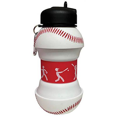 iscream BPA 프리, 18 oz 접이식,접을수있는 실리콘 스포츠 병 - 야구/ Softball