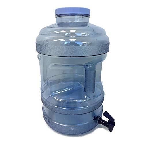 BPA-Free 리유저블,재사용 식품등급 세이프 트리탄 Leak-Proof 플라스틱 물병, 워터보틀 Spigot 갤런 Jug 보관함  핸들 - Made in USA (5 갤런 큰 입구)