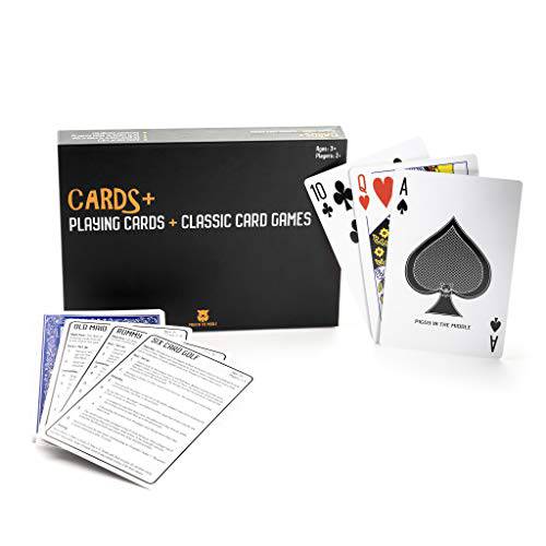 20 클래식 카드 게임 - 점보 플레이 카드S 세트 (4x6 인치 덱) - 카드 게임 Families and 성인 - Including Old 메이드, Rummy, 숟가락,스푼, 고 피쉬 and More