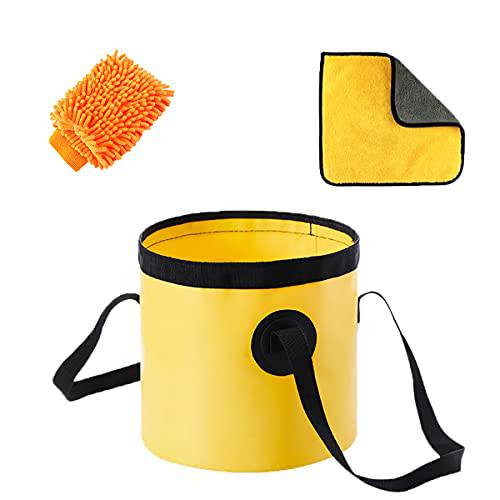 접이식,접을수있는 버킷 핸들, 5 갤런 Bucket(20L), 휴대용 캠핑 버킷, 버킷 캠핑, 아웃도어 낚시, 등산, 자동차 씻는 and 등산 (Yellow)