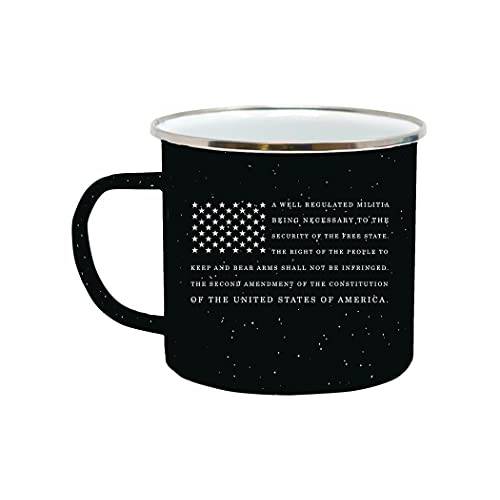 USA 2nd Amendment 깃발 캠프 머그잔 에나멜 캠핑 커피 컵 선물 공화주의자 Conservative Hunter