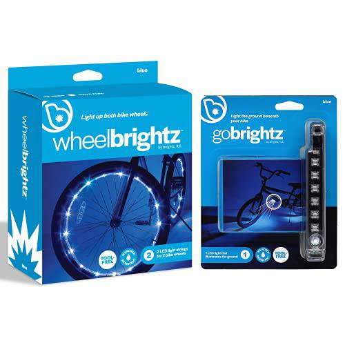 Brightz 자전거 휠 라이트 and 프레임 라이트 바 번들,묶음,  블루 - WheelBrightz LED 자전거 휠 라이트 Both 휠 GoBrightz LED 프레임 마운트 바 라이트