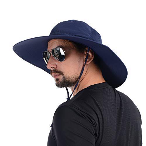 USHAKE 폴더블 슈퍼 넓은챙 낚시 모자 버킷 사파리 모자, UPF 50+ 썬 모자