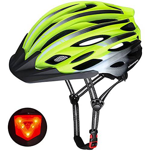 오토바이헬멧, Shinmax 자전거 헬멧 남녀공용, 남녀 사용 가능 LED 라이트 탈착식 썬바이저, 햇빛가리개 휴대용 백팩 퀵릴리즈 스트랩 경량 사이클링 헬멧 조절가능 사이즈 성인 마운틴 로드 (BC-037)