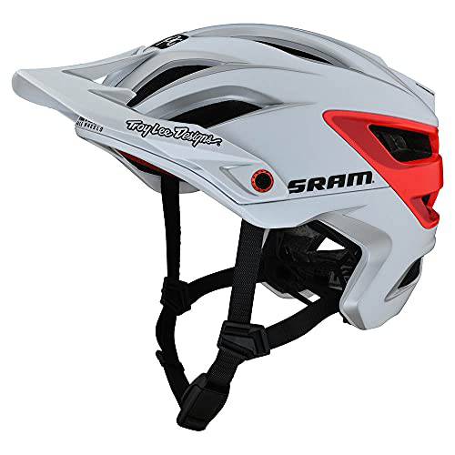 Troy Lee 디자인 Adult|Trail|XC|Mountain 자전거 A3 헬멧 SRAM w/ MIPS (화이트/ 레드, MD/ LG)